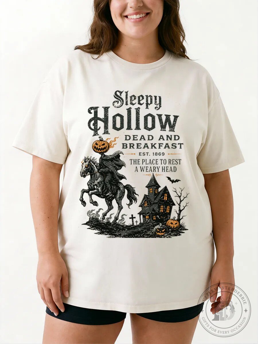 Halloween Graphic Tee Sleepy Hollow Dead and Breakfast Vintage T-Shirt