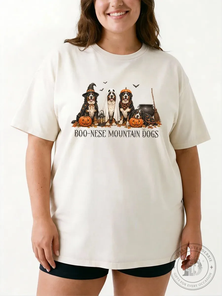 Halloween Graphic Tee Vintage Bernese Mountain Dogs Costume Party T-Shirt