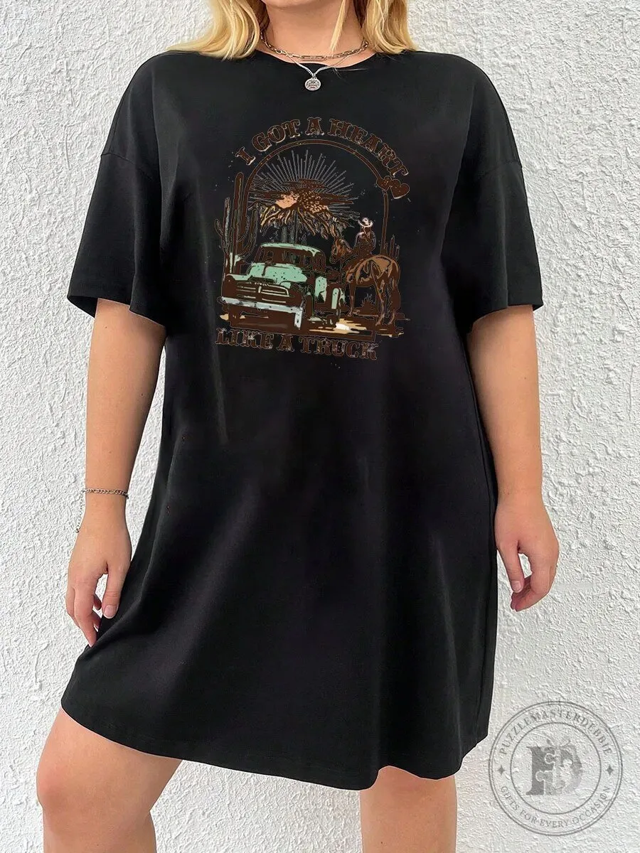 Lainey Wilson Heart Like A Truck Country Music Oversized T-Shirt Dress