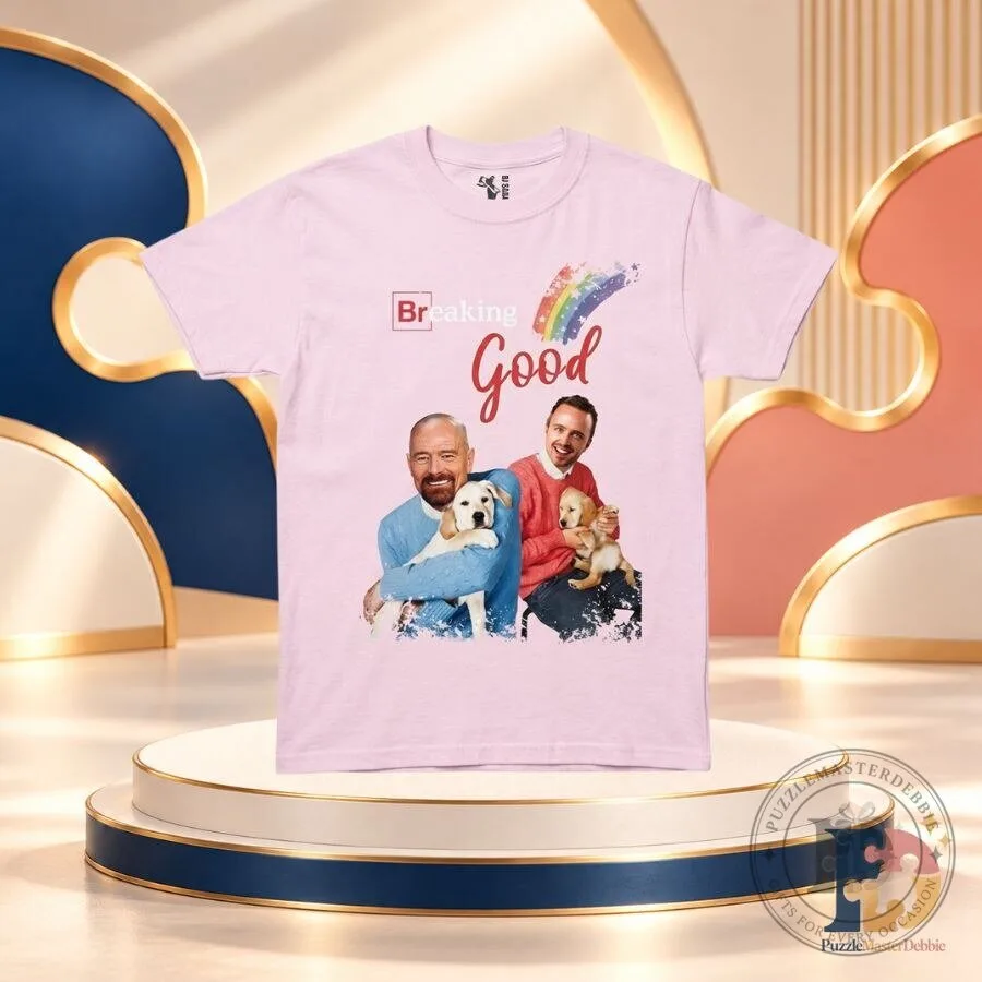 Breaking Good T-Shirt Walter White & Jesse Pinkman Dogs Rainbow Parody Graphic Tee