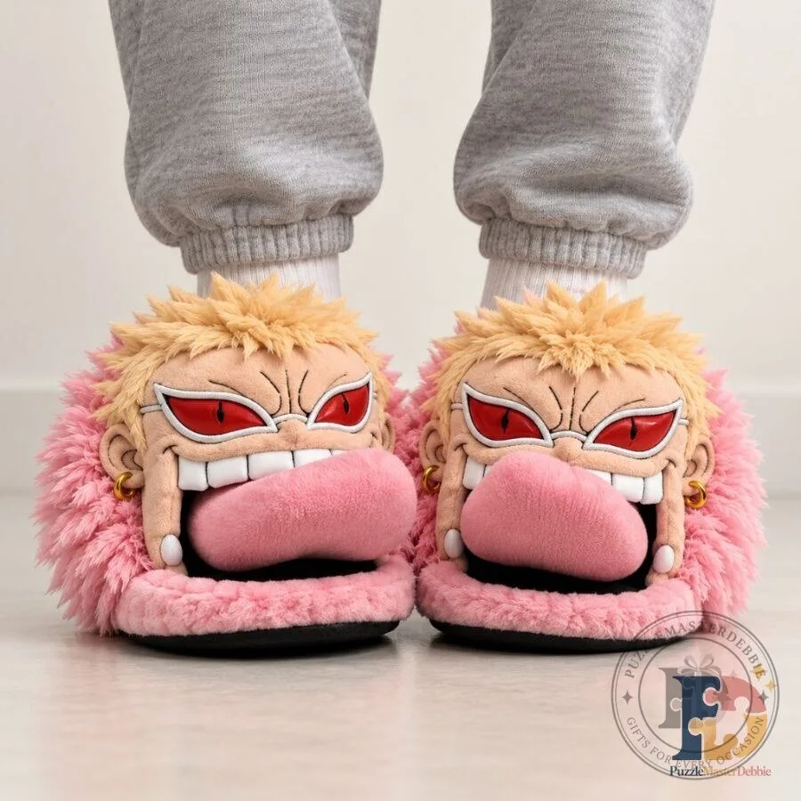Donquixote Doflamingo Plush Slippers Pink Fluffy One Piece
