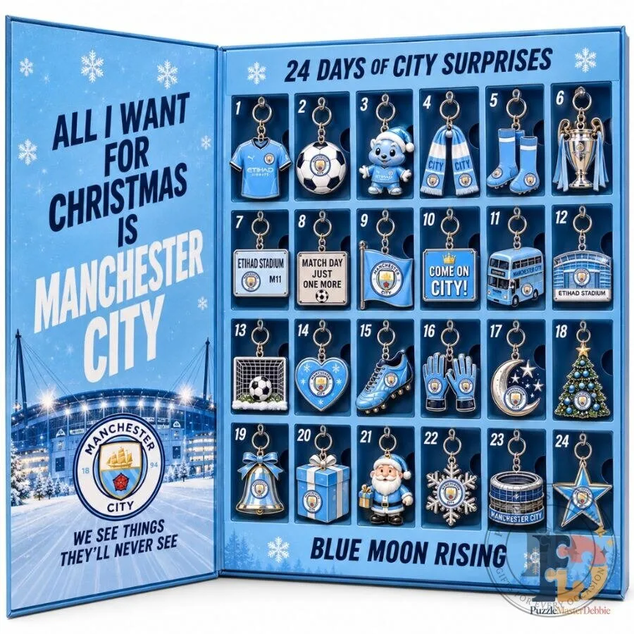 Manchester City Blue Moon Christmas Advent Calendar 24-Day Football Fan Countdown Gift