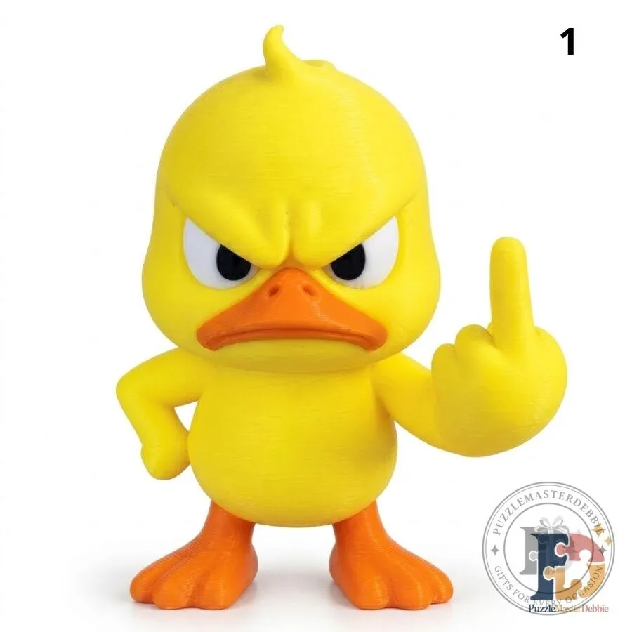 Funny Work Ducks Angry Yellow Duck Middle Finger Desk Figurine