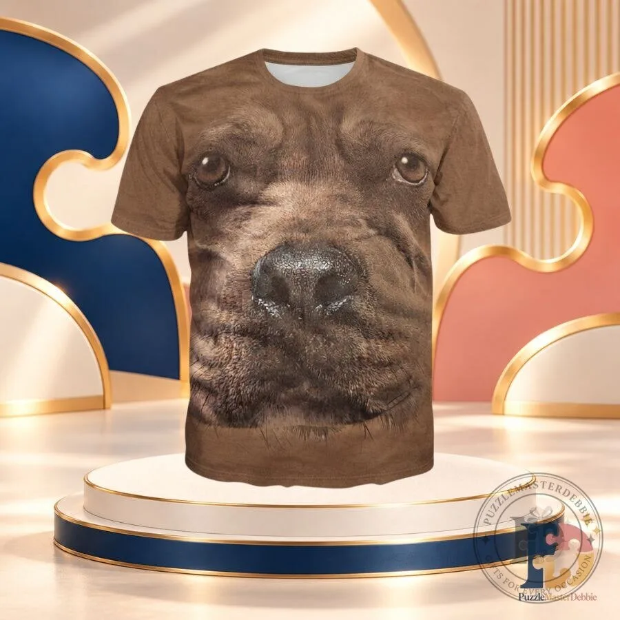 The Mountain Pitbull Face T-Shirt Men's Black 3D Dog Graphic Tee
