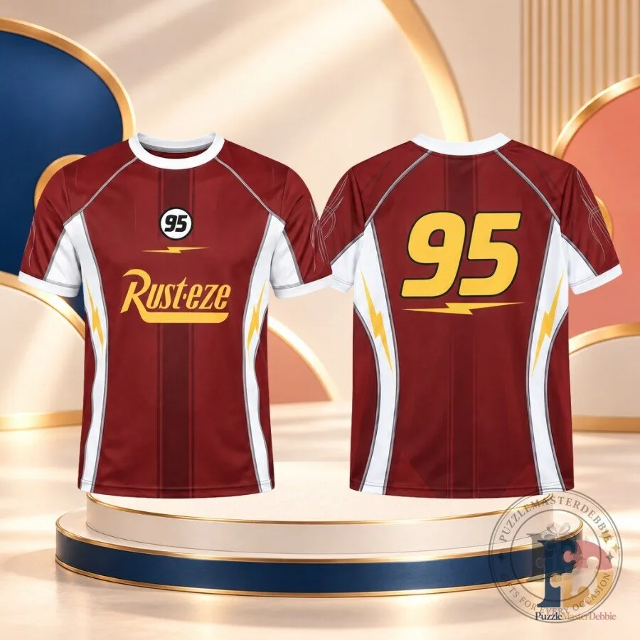 Lightning McQueen Cars 20th Anniversary Racing Jersey Rusteze 95 Inspired Shirt