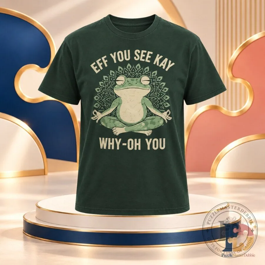 Funny Yoga Frog T-Shirt Eff You See Kay Hidden Message Humor Graphic Tee