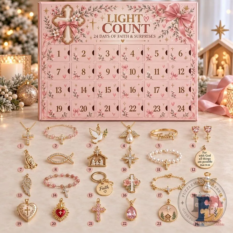 Christian Jewelry Advent Calendar 2026 Light Count 24 Days of Faith Christmas Countdown