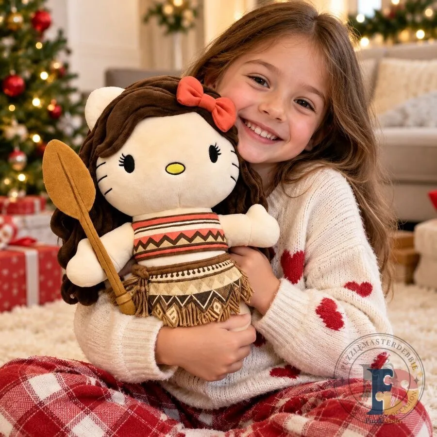 Hello Kitty Moana Plush Toy Cute Hello Kitty Dressed as Disney Moana Stuffed Animal